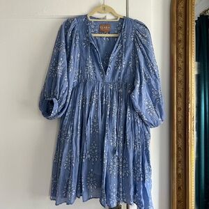 Clara the Label Clover Dress Blockprint Blue Size Sm